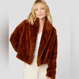 Blank NYC Women's Faux Fur Teddy Jacket in Warm Brown